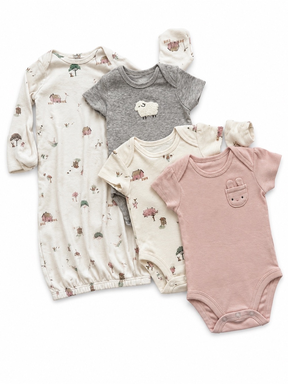 Carter's 4-Piece Pajama Set - Pink, Cream, Gray